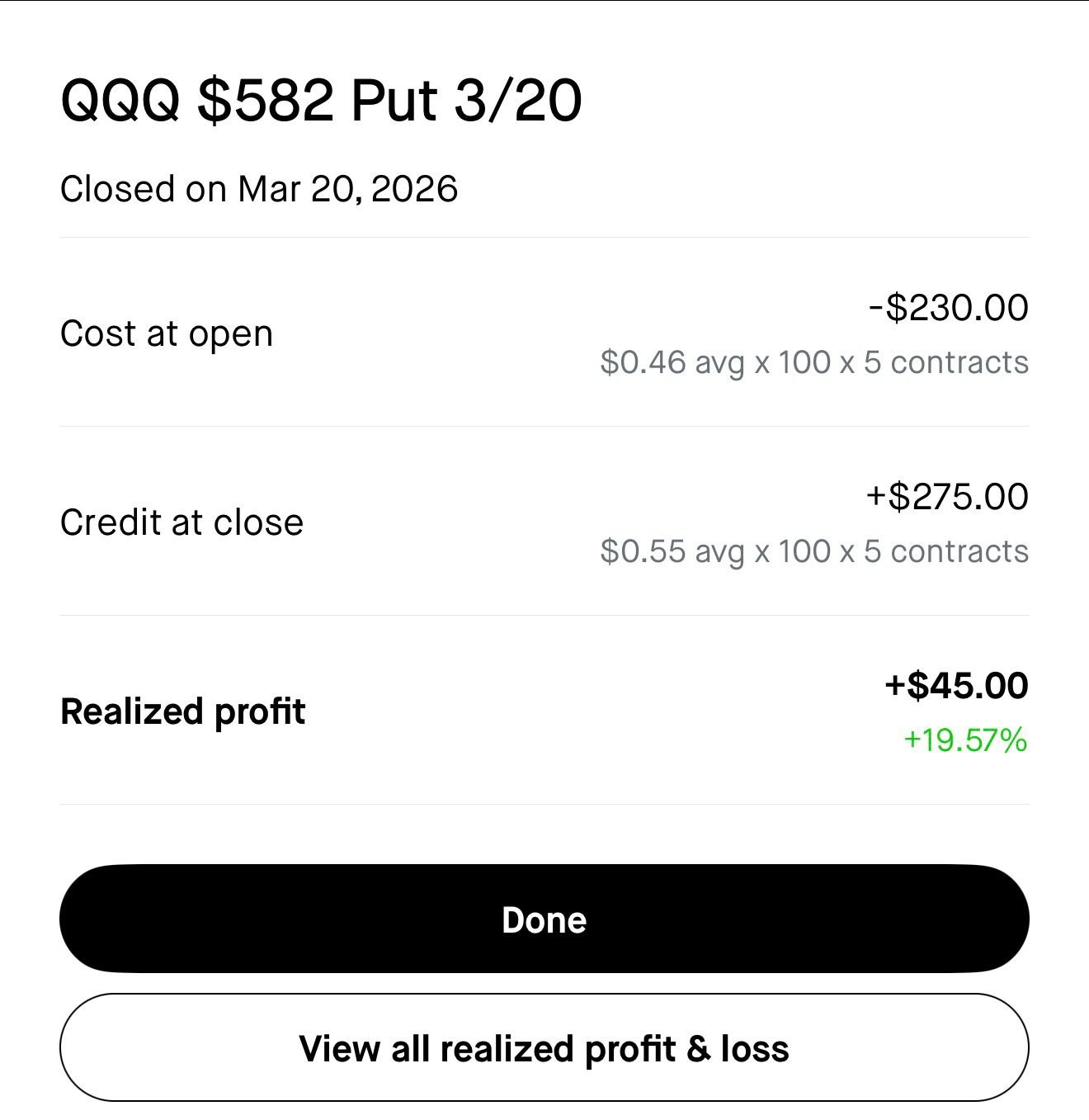 Options Trade — QQQ Put